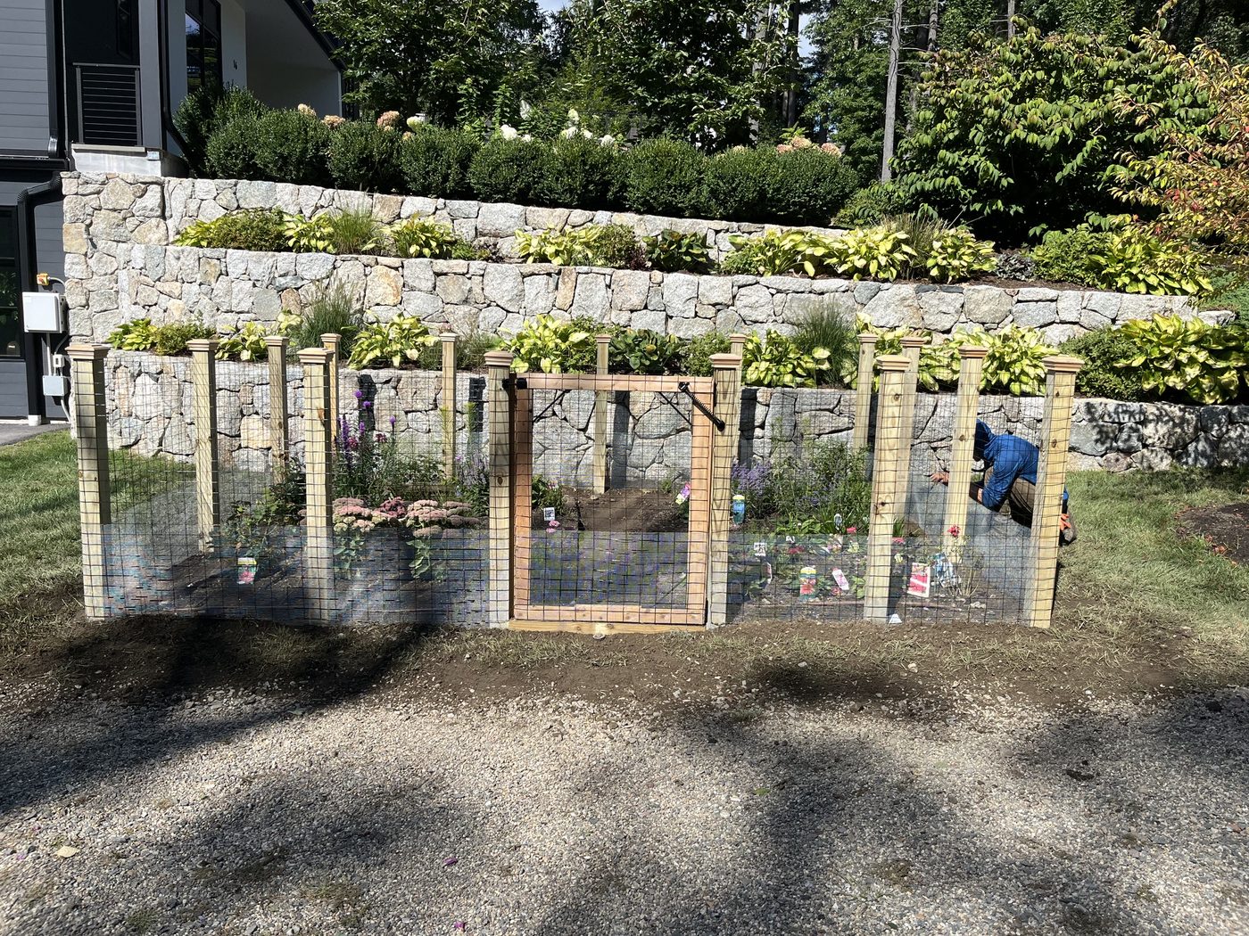 Fencing built out along the full terrace
